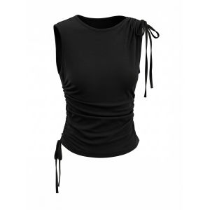 Cantonstory | Slimming Black Halter Top Bow Design