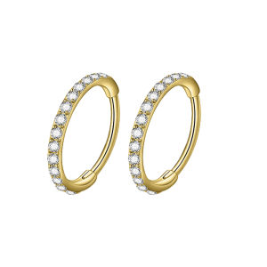 2PCS High Quality Surigcal Steel CZ Zirconia Clicker Ear Lip Nose Cartilage Helix Daith Tragus Conch Earring 6/8/10mm
