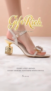 (แบรนด์ไทย) GiftRich No.09 รองเท้าส้นทอง รุ่นขายดีมาก ส้นสูง (5-8 ซม.)