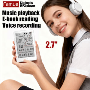 FAMUE BF07 E-Ink MP3 Player 2.7" Display Mini E-Book Reader No Blue Light Eye Protection Bluetooth 5.4 FM Radio Voice Recorder
