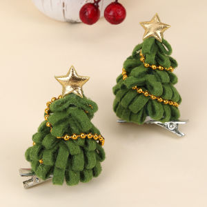 2Pcs Trendy Christmas Tree Hair Clips Colorful Beads Hairpins Sparkling Star Barrette For Girls New year Decor Accessories Gift