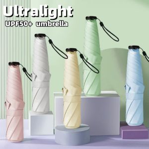 Ultra-light UPF50+ Umbrella Carbon Fiber Sun UV Protection Portable Umbrella Vinyl Folding Rain Parasol Pocket Pencil Umbrella