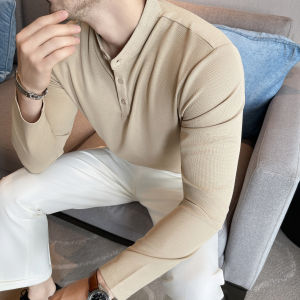 เสื้อยืดคอกลมแขนยาวทรงสลิมฟิตสำหรับผู้ชาย ทรงฮันรี่ เสื้อเชิ้ตทรงพื้นฐานสำหรับผู้ชาย แฟชั่นฤดูใบไม้ร่วง 2025 ใหม่