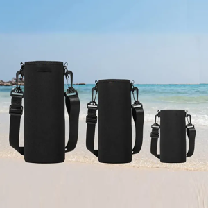 Water Bottle Carrier Bag with Adjustable Shoulder Strap Aquaflask Accessories Black Cup Cover Sleeve Holder Vacuum Pouch Portable Insulat Bag Water Bottle Case