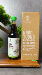 Nước tương mật hoa dừa Organic Sokfarm dòng ít muối (nắp xanh)