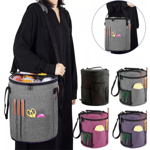Dung Tích Lớn Móc Túi Sợi Lưu Trữ Kim Đan Tổ Chức Có Túi Trước Cho Móc Kim-600D Vải Oxford Móc Tote