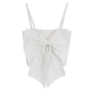 🦋 VEVE Korean Style Women Big Bow Tie Vest Summer Plain Halter Neck Sleeveless Crop Top
