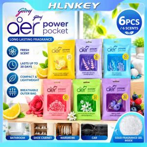 HLINKEY 6PCS Godrej Aer Power Pocket Car Air Freshener 10g Spill Proof Gel Hanging Fragrance For Home Bathroom Wardrobe Long Lasting 30 Days Deodorizer