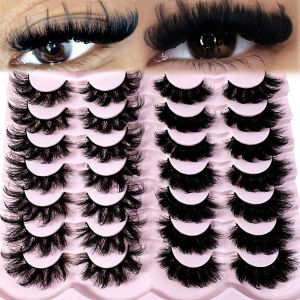 2/7/10/14Pairs Faux Mink Eyelashes Handmade False Eyelashes Natural Nude Makeup Simulation Cross Messy Eye 3D Curly Eyelashes