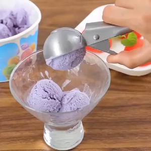 1pcs Stainless Steel Ice Cream Scooper with Trigger Fruit Digger Metal Ice Cream Scoop Spoon