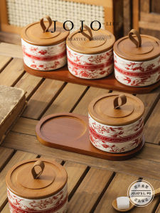 Jojos L PD High Ceramic Storage Jar Vintage Style Home Use Tea Leaf Storage Canister Sugar Holder Simple Modern Decoration