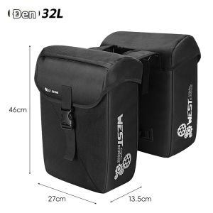 West Biking | WEST BIKING 32L Túi Đựng Đồ Đôi Cho Xe Đạp Chống Thấm Nước MTB Đường Bộ Xe Đạp Giá Đỡ Phía Sau Túi Đựng Hành Lý Chống Va Đập Chân Túi Đi Xe Đạp Màu xám/Đen