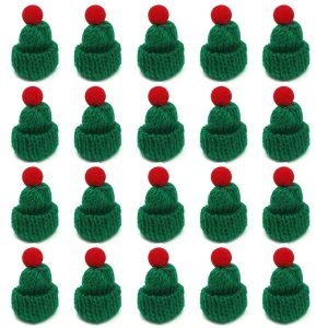 5-30pcs Mini Knitting Santa Hats Small Christmas Hat Tiny Wine Bottle Cover Holder Doll Cap for Ornaments DIY Art and Craft ﻿