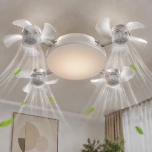 Silent Drone Design Ceiling Fan Light E27 with Remote Control Dimmable 3-Color LED for Living Room Bedroom
