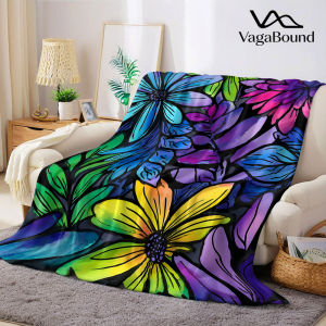 BILIBILI | Neon Floral Flannel Blanket Warm Soft Halloween Christmas Decorative Couch Warm Cozy All-Season Gift