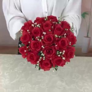 18 Head Artificial Rose Flower White Red Silk Bouquet Peony Wedding Brides Home Decoration Artificial Flower