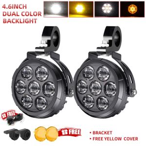 HAOLIDE Motorcycle LED Auxiliary Lights Ultra Bright Fog Lights Hi/Low Amber White Beam Strobe Modes off-road use R1250GSA
