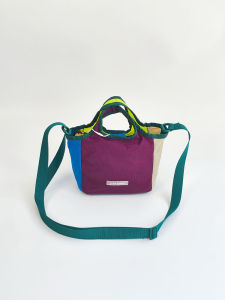 Mini Phone Canvas Bag Dopaamine Color Block Crossbody Portable Storage Handbag Small Fashionable Shoulder Bag for Youth