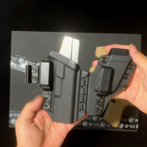 Sidecar IWB Kydex Holster with Mag Pouch for Glock 17 / 18 / 19 / 43 / 45 and CZ P10 Concealed Carry Appendix Holster with Integrated Spare Magazine Carrier