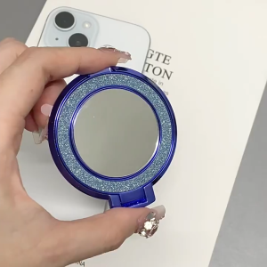 Magnetic Foldable Mirror Glitter Universal Phone Holder Stand Self-adhesive Portable Bracket Suitable For iPhone Samsung OPPO Vivo Xiaomi Redmi Infinix All Phone Models Phone Case Cover