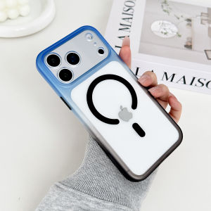 Luxury Gradient Hit Color Soft Bumper Magnetic Case For iPhone 17 16 15 14 13 18 Pro Max Plus For Magsafe Wireless Charge Cover