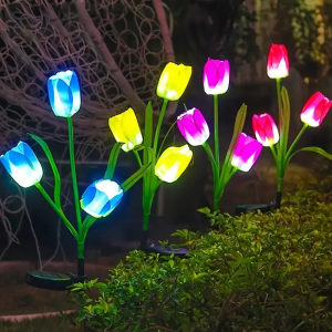 2025 Solar Powered Tulip Shaped Yard Decoration Lamp Unique Outdoor Landscape Lighting For Garden Pathway Lawn Stake Lights