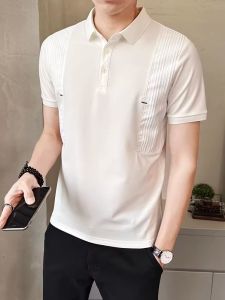 Áo Thun Nam Mùa Hè Tay Ngắn Polo Cổ Polo Màu Trơn Thời Trang Mới Phong Cách Thường Ngày Nửa Tay Áo Thể Thao Thường Ngày