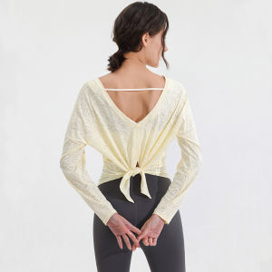 Luoke Yoga clothes women running round neck loose blouse T-shirt fitness clothes sports top long sleeve