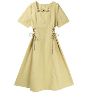 Plus Size Womens Retro Dress Waist Tie Dress | Slim-Fit Wrap Design Midi Gown