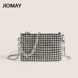 JIOMAY Luxury Designer Handbags for Women 2024 Rhinestones Bags Ladies Purse for Lipstick Fashion Party Chain Mini Shoulder Bags