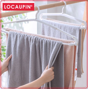 Locaupin Laundry Bedroom Retractable Hanging Clothes Hanger Laundry Towel Drying Rack Space Saver Closet Organizer Indoor Outdoor