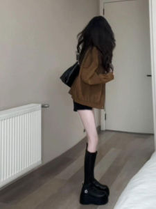 CHANGTONG | Vintage American Style Loose Collar Suede Jacket