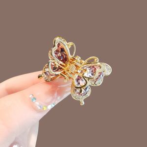 Delicate Small Butterfly Hair Clip Diamond Rhinestone Hair Accessories Hair Grooming Travel Beauty Supplies Hairpins