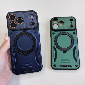 Heavy Duty Armor Case For iPhone 17 16 15 14 13 12 11 Pro Max Plus Magnetic Kickstand Cover All-inclusive Lens Protection Shell