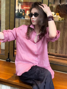 French Style Loose Fit Long Sleeve Shirt Womens Lightweight Luxury New 2025 Pink Color Sun Protection Open Cardigan Top