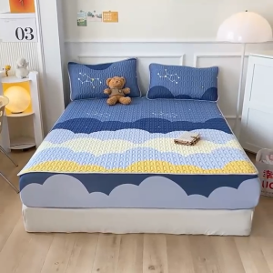 Ice Mat Latex ผ้าปูที่นอนไหมเย็น รัดมูม 360° กันไรฝุ่น นูมลูเพิ่มความเย็นสบาย