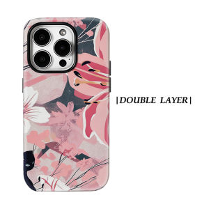 Potdemiel | Aurea Case Matte Bumper For Magsafe Case For iPhone 18 17 16 15 14 Plus 13 Pro Max Shockproof Hard PC Black Cat Pink Lily Cover