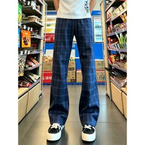 LIUBU | Quần Slim Fit Họa Tiết Caro Phồng Mùa Hè Phong Cách Đường Phố Mỹ