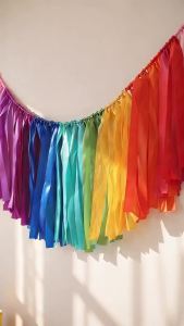1pc 200cm/78.74in Rainbow Ribbon Garland for Birthday Party Decoration Rainbow BannerPhotography Prop Banner Backdrop Decor