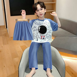 Miiow | Lightweight Breathable Summer Pajamas Set For Boys Short Sleeve Shorts Home Clothes MiiOW Cat Brand Cartoon Cute Style