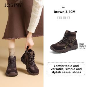 Josiny | Retro Casual Training Shoes High Thick Sole Brown
