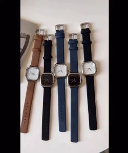 (Ready Stock)2023 Korean style watch Korean square simple canvas casual watch new woman new watch