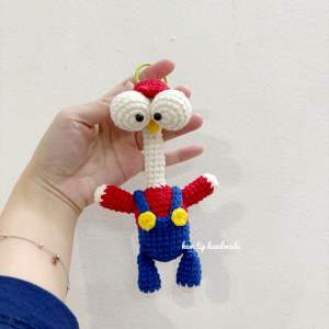 Gà cổ dài bằng len dễ thương móc khoá gấu bông quà tặng