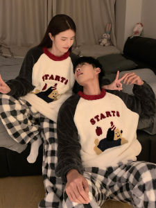 Couples Thickened Coral Fleece Pajamas Autumn Winter Style Mens Home Clothes Womens Sleepwear Long Sleeve Long Pants Home Clothes