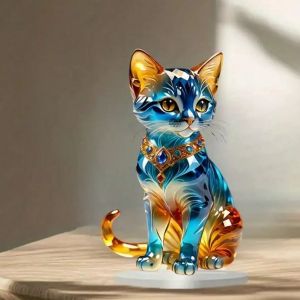 1PCS Elegant Cat Desktop Decoration Sculpture Home Decoration and Office Decoration Classic Animal Theme Decoration