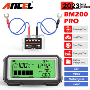 【COD】Ancel bm200 Pro xe & động cơ máy thử pin không thấm nước 12V kỹ thuật số LED LCD soh Soc Bộ sạc năng lượng mặt trời pin theo dõi sức khỏe truyền không dây Thiết bị kiểm tra điện cho xe ô tô công cụ