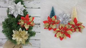 Christmas Flower 6pcs Artificial Flowers Merry Christmas Decorations for Home Xmas Tree TTOOLS