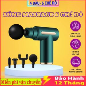 Súng Massage 4 Đầu 6 Chế Độ Máy mát xa sạc điện cầm tay - Bảo hành 12 tháng