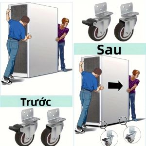 4 Bánh Xe Xoay Chịu Lực Cao Cấp Có Khóa Kép Bằng Cao Su Mềm 360 Độ °   Bàn Xoay Hình Chữ L Cho Ghế Nội Thất Và Bàn Làm Việc