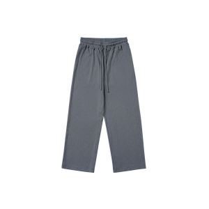 Loose Straight Leg Casual Pants Mens Comfortable Home Wear Sleepwear Texture Wide Leg Pants Autumn Season Polyester Cotton Blend